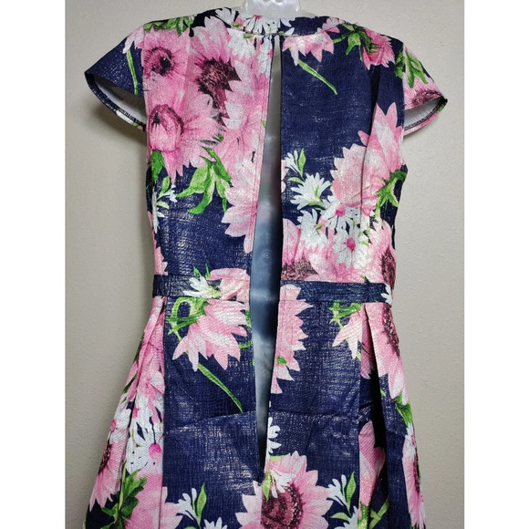 ModCloth Metallic Jacquard Floral Fit & Flare Dress Size 10 - Picture 6 of 8
